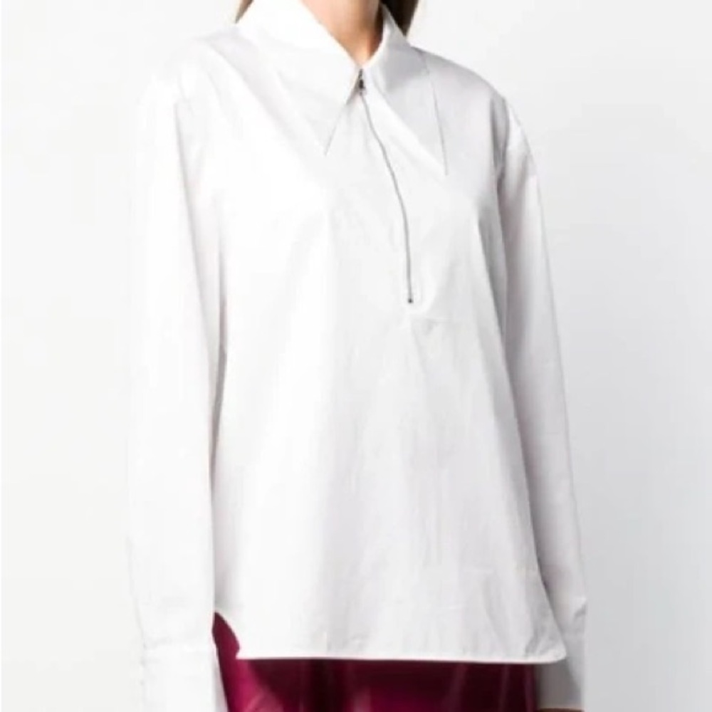TIBI Front Zip Tech Poplin Shirt